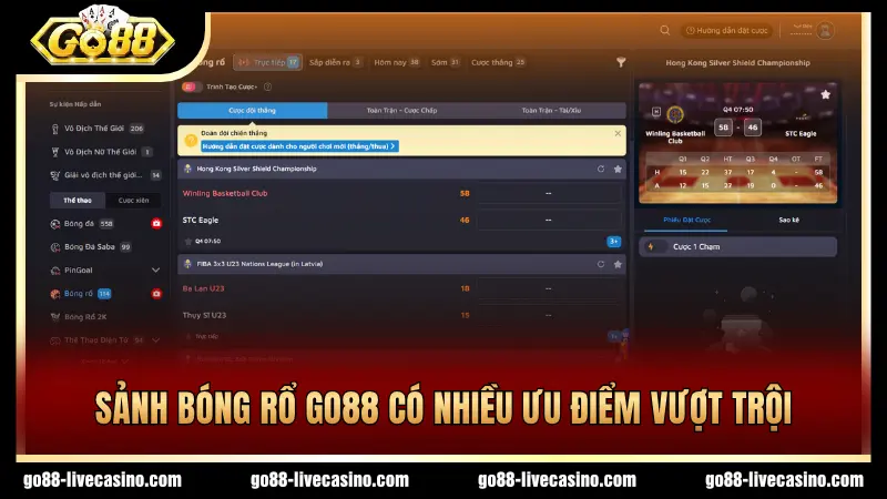 Sảnh bóng rổ GO88 với loạt ưu điểm to lớn
